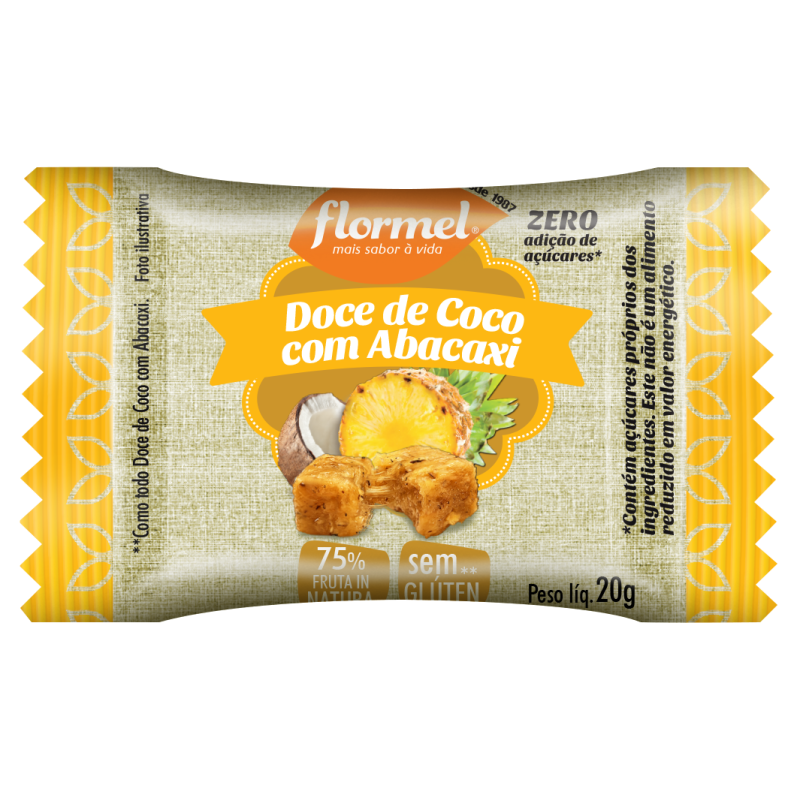 Doce Flormel Zero 20gr Abacaxi com Coco