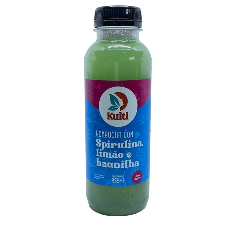 Bebida Kulti Kombucha 355ml Spirulina Limão e Baunilha
