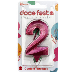 Vela Aniversário Doce Festa Diamond Pink
