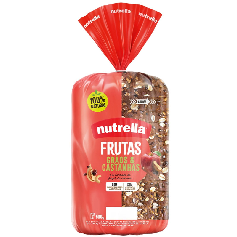 Pao Nutrella Supreme 600gr Frutas, Graos