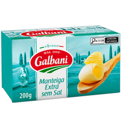 Manteiga Galbani Tablete 200g Sem Sal