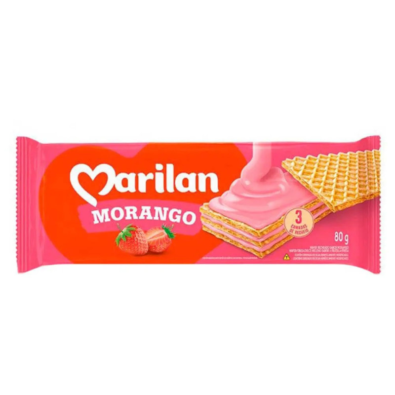 Biscoito Wafer Marilan 80gr Morango Biscoito Wafer Marilan 80gr Morango
