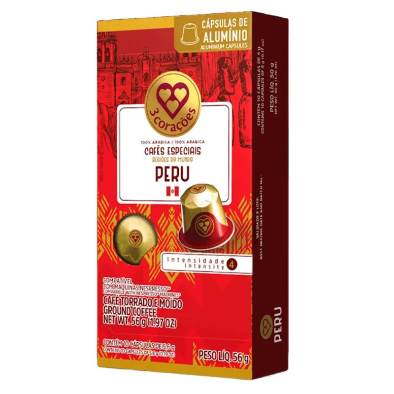 Capsula Café 3 Corações 56gr Peru Capsula Café 3 Corações 56gr Peru
