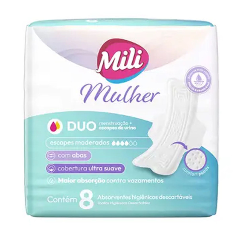 Absorvente Mili Mulher Duo Com 8 unidade Absorvente Mili Mulher Duo Com 8 unidade