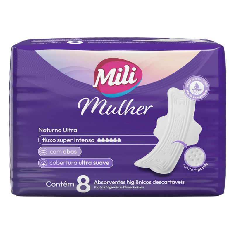 Absorvente Mili Mulher Noturno Ultra Com Absorvente Mili Mulher Noturno Ultra Com