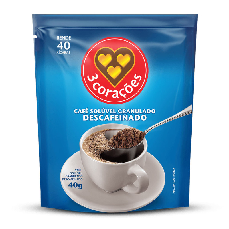 Café Solúvel 3 Corações 40gr Descafeinad