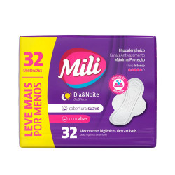 Absorvente Mili Dia e Noite 32un Com Aba