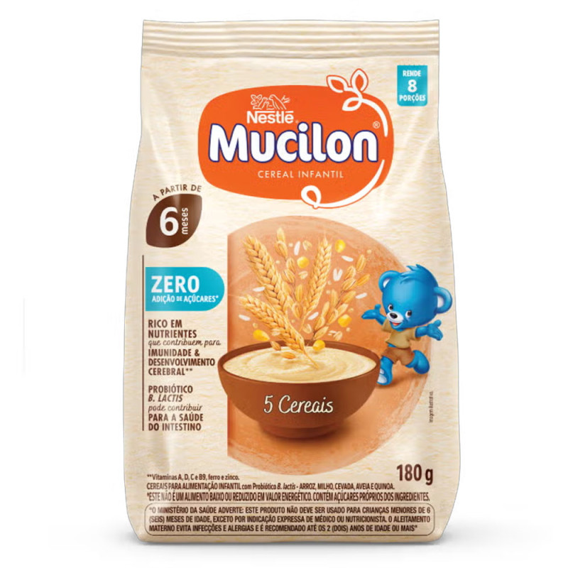 Mucilon Nestle Sache 180gr 5 Cereais Zer