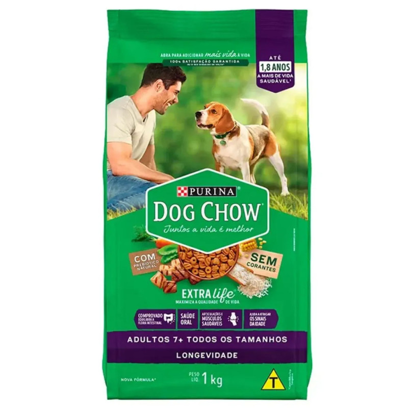 Ração Dog Chow 1kg Cen/Fgo/Arr +7 Longev
