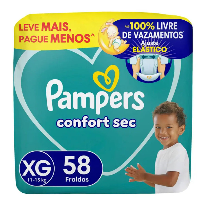 Fralda Pampers Confort Seca Bag XG C/58u