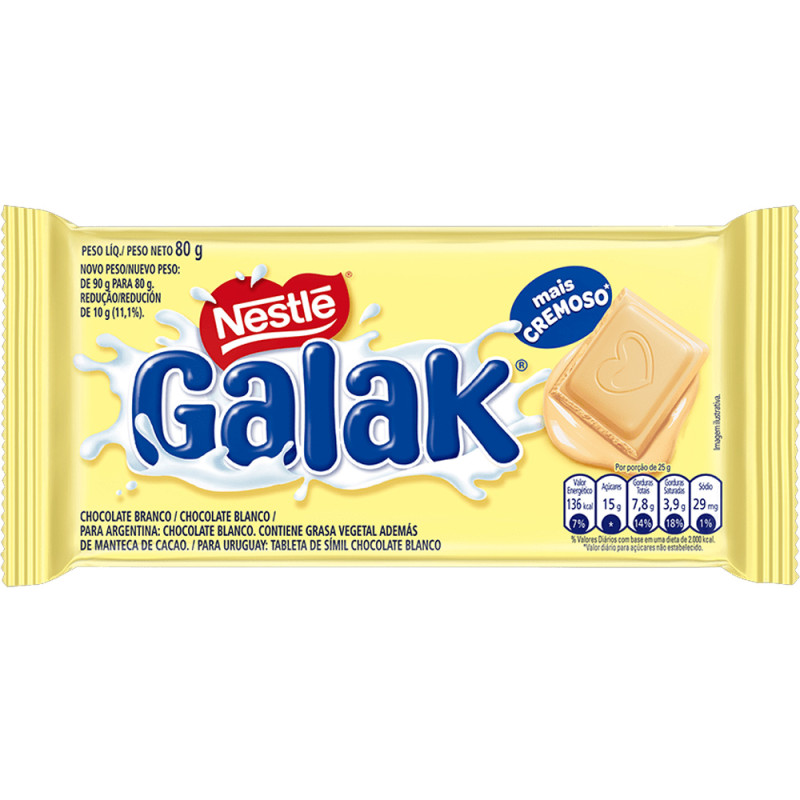 Chocolate Nestlé 80gr Branco Galak