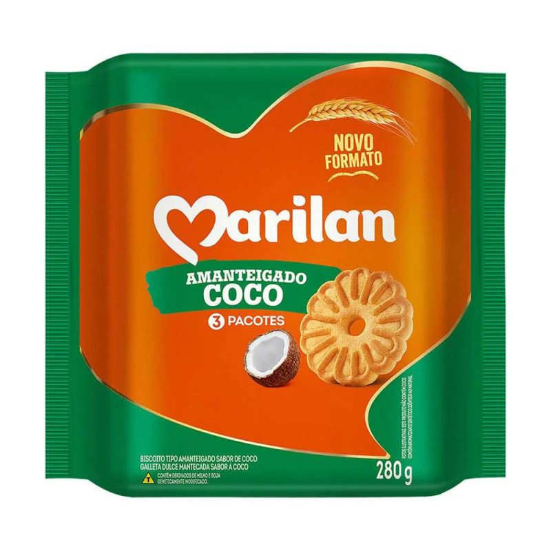 Biscoito Amanteigado Marilan 280g Coco