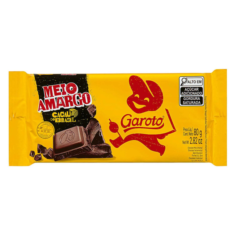 Chocolate Garoto 80gr Meio Amargo