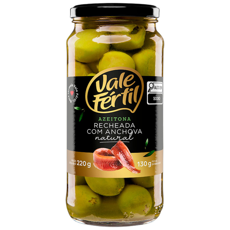 Azeitona Vale Fértil Verde Recheada com 