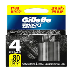 Carga Gillette Mach 3 Carbono com 4un