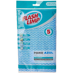 Pano Multiuso Azul Flash Limp Com 5 Unid