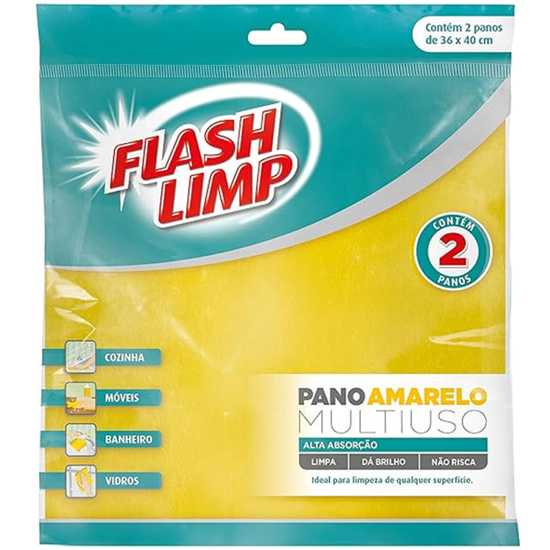 Pano Multiuso Amarelo Flash Limp Com 2 U
