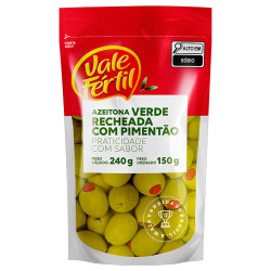 Azeitona Vale Fertil Verde Recheada com 