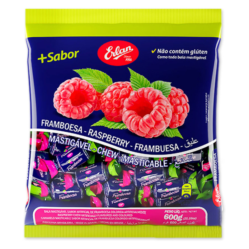 Bala Erlan 400gr Mastigável Framboesa