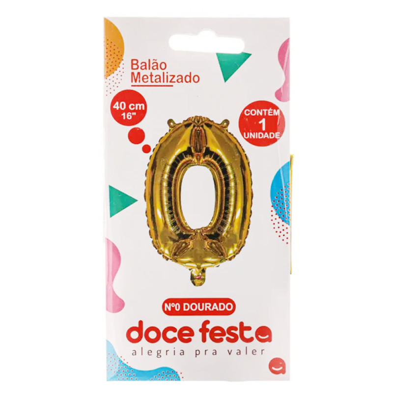 Balão Metalizado Doce Festa 40cm Ouro