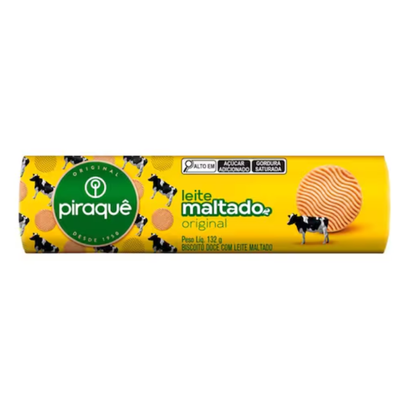 Biscoito Piraquê 132g Leite Maltado