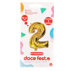 Balão Metalizado Doce Festa 40cm Ouro N2
