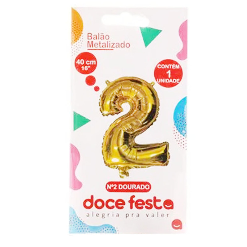 Balão Metalizado Doce Festa 40cm Ouro N2