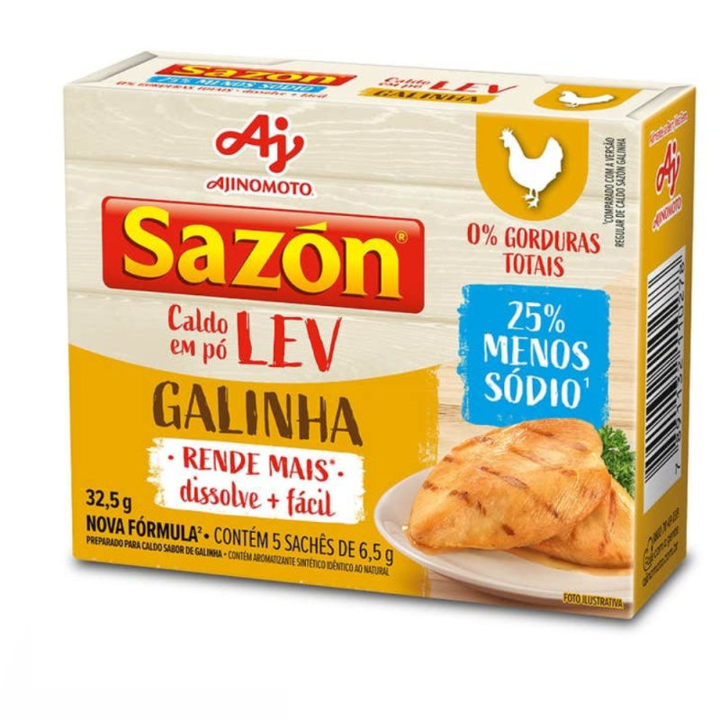 Caldo em Pó Galinha Sazón Lev com Menos 