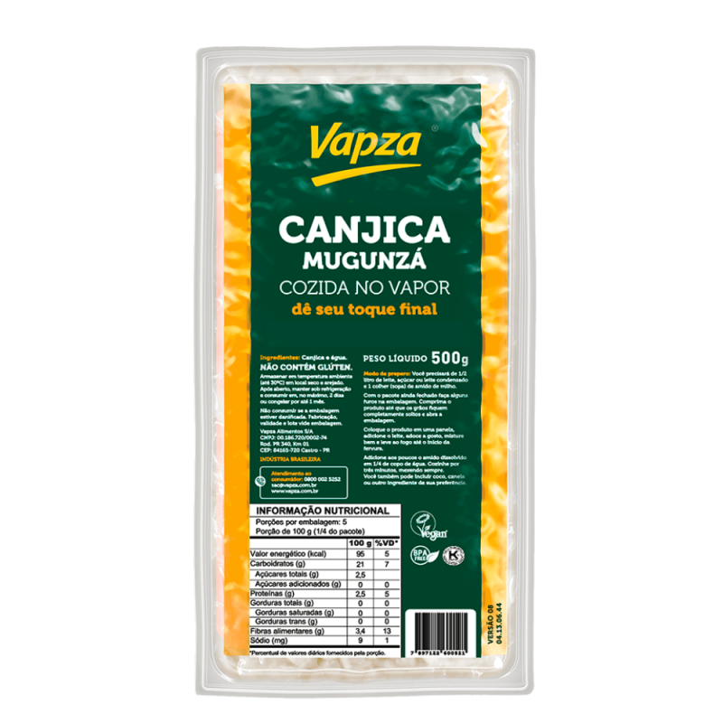 Canjica de Milho Branca Cozida no Vapor 