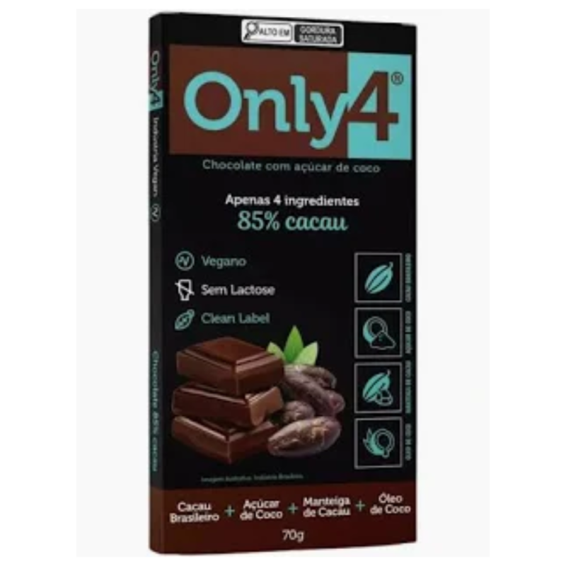 Chocolate Vegano Genevy Only4 85% Cacau 