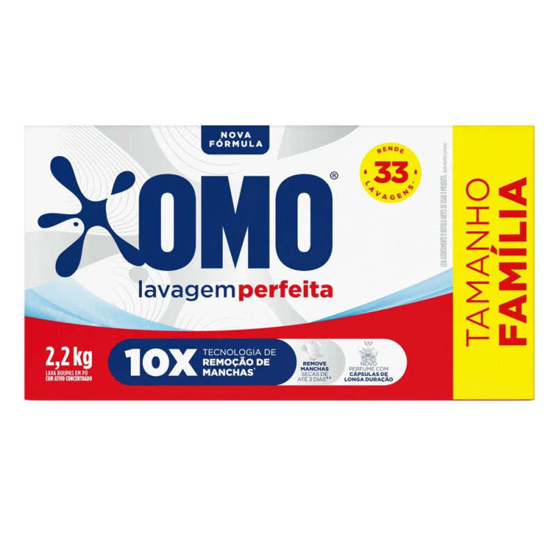 Lava Roupas Pó Omo Caixa 2,2kg Lavagem P